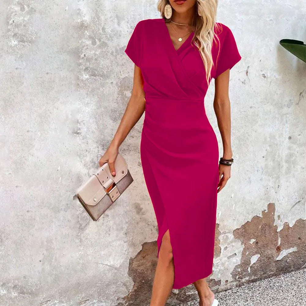 Olivia | Vestido Midi Elegante Cruzado con Abertura Lateral | Ideal para Invitadas a Fiestas 5