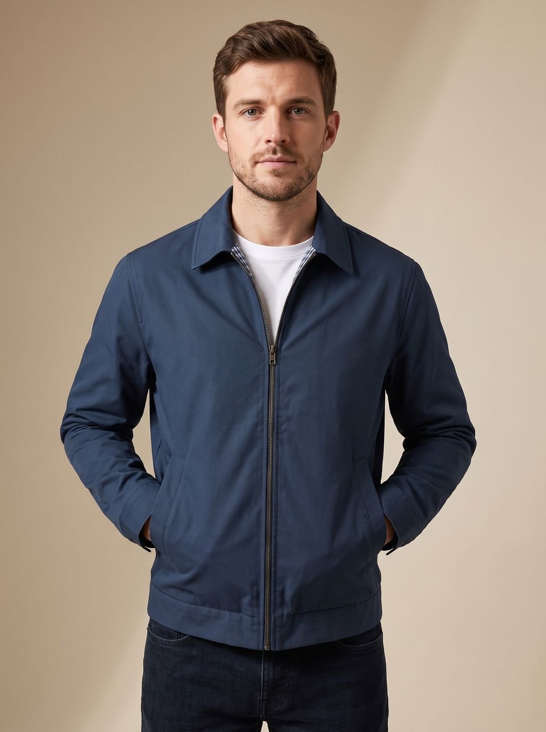 Puños de canalé en las mangas de la chaqueta Harrington CALLUM