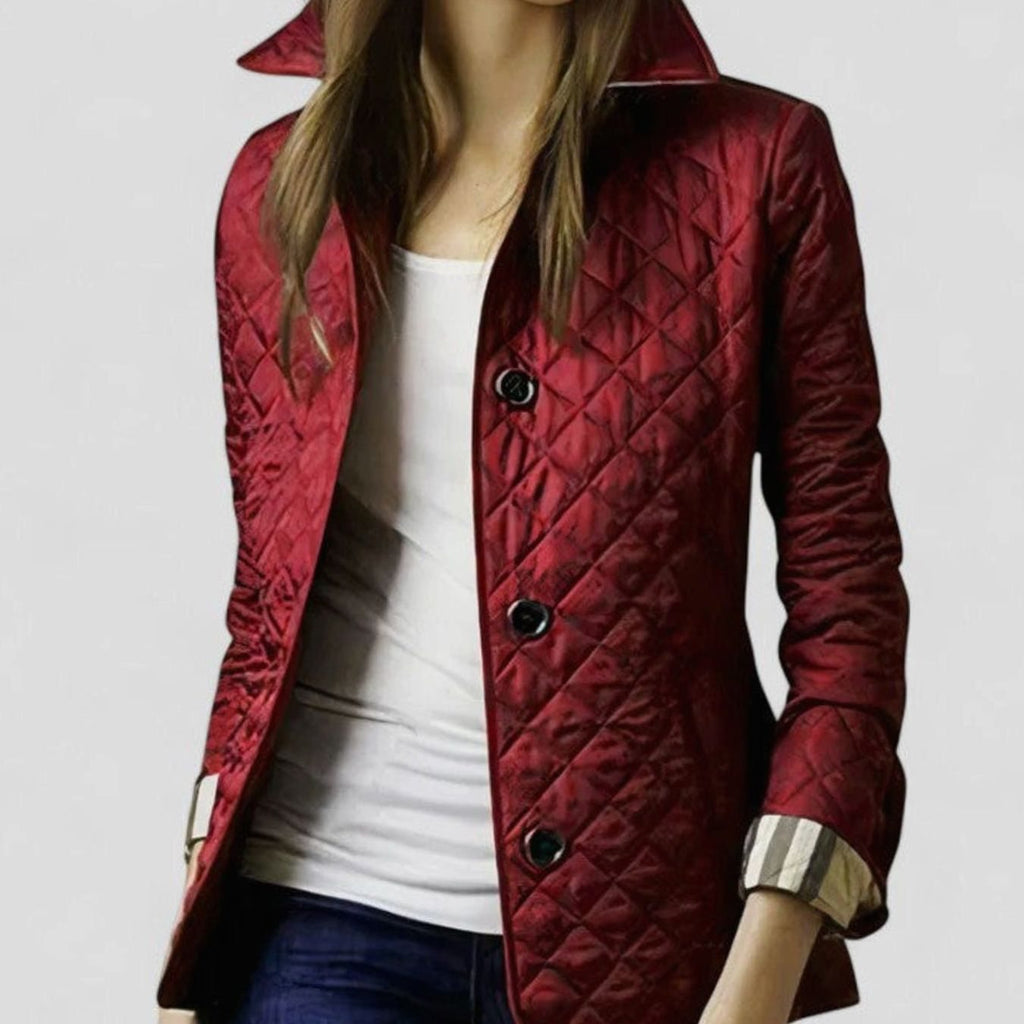 Chaqueta acolchada de mujer con botones y cuello solapa en look formal