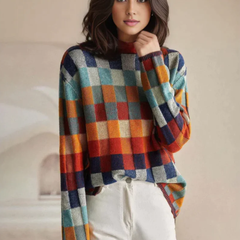 Jersey de cuello alto multicolor Mireia para mujer, vista frontal