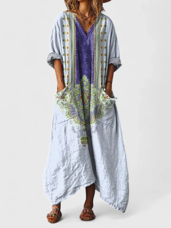 Isabella | Maxi Vestido Bohemio de Algodón con Estampado Paisley para Mujer - Noa Lagos