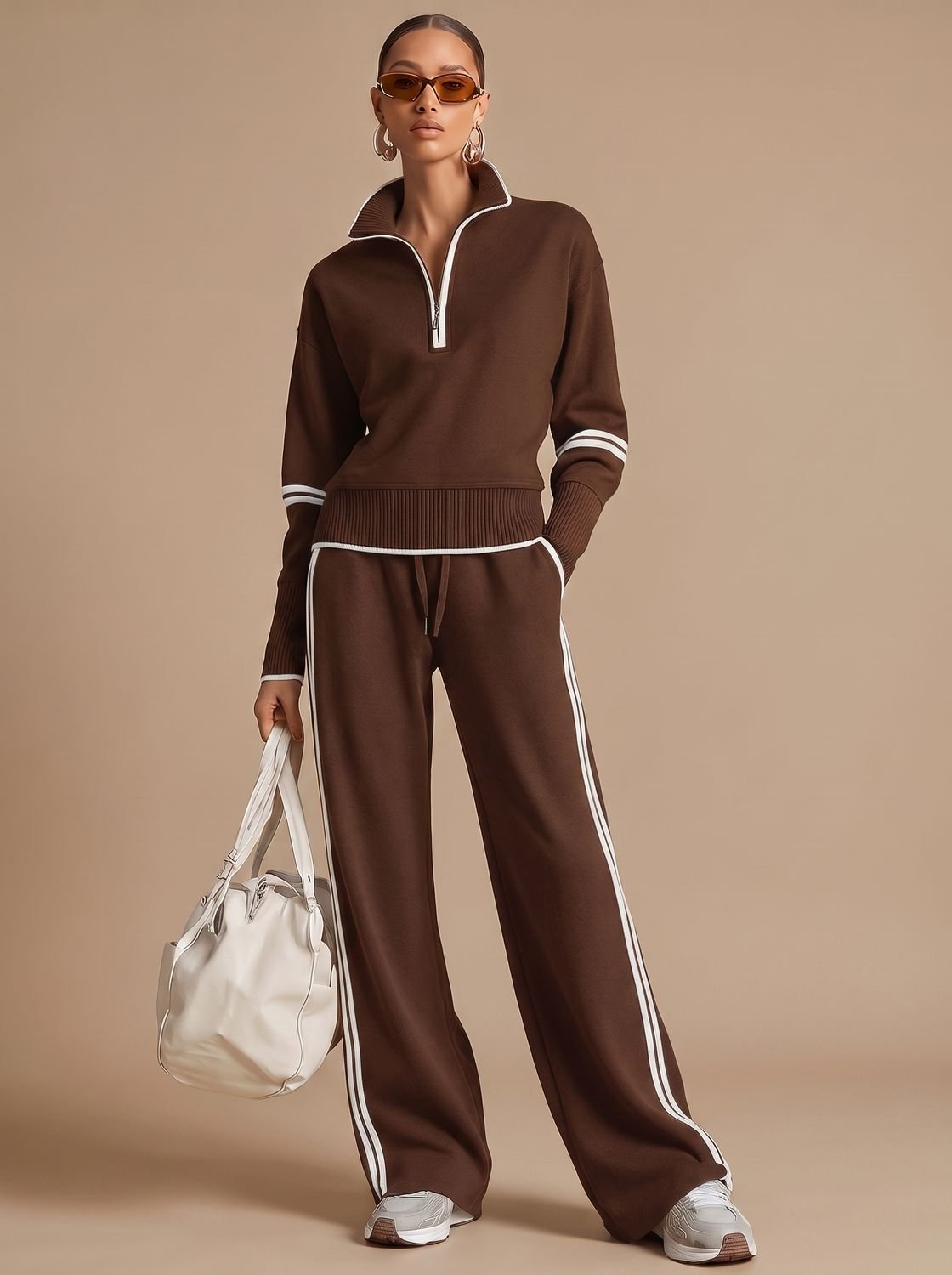 Conjunto de dos piezas combinado con calzado casual para un look diario
