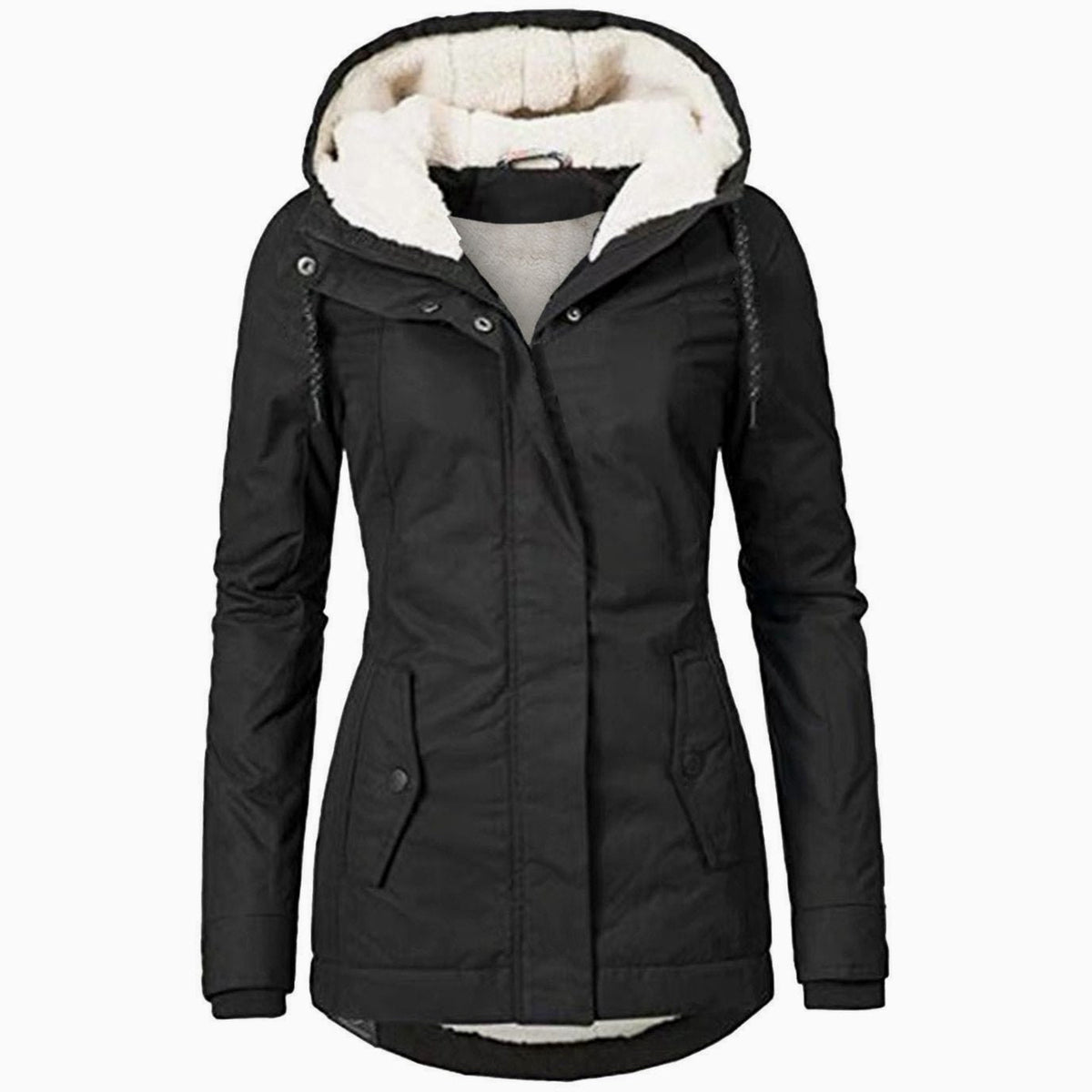 Parka de invierno con capucha y forro polar sherpa para mujer, modelo Nordia