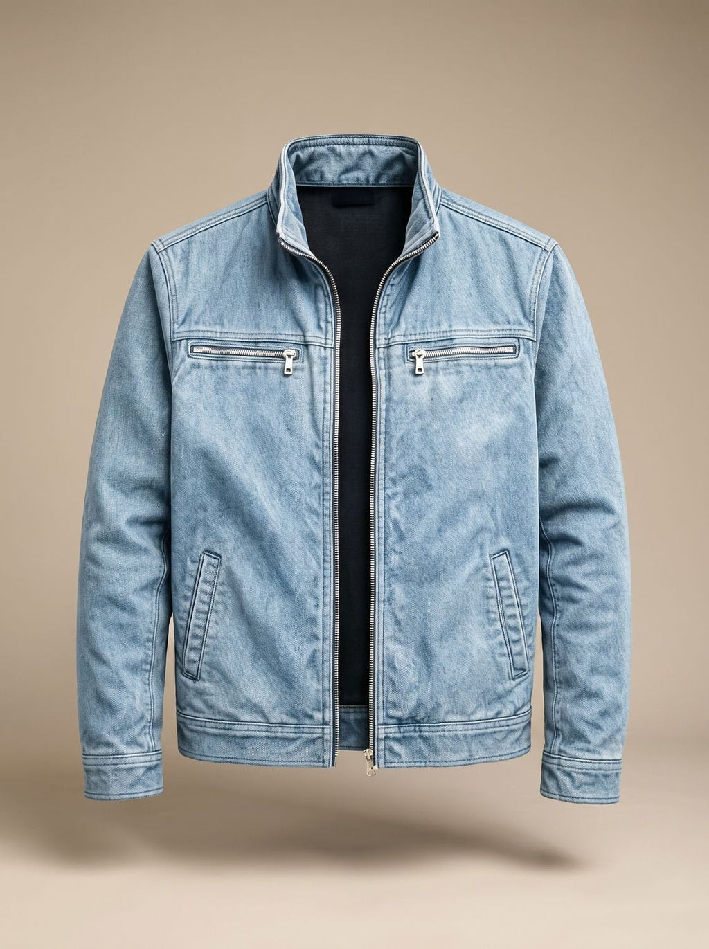 Hombre luciendo la cazadora bomber RENDRIC combinada con camiseta