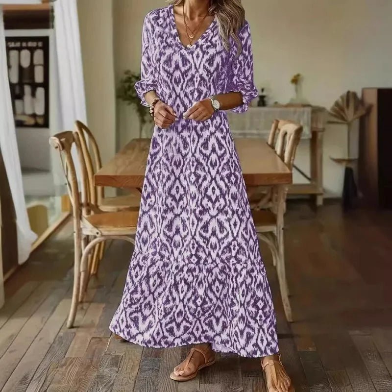 Sofia | Vestido Largo Midi de Verano con Escote en V para Mujer - Noa Lagos