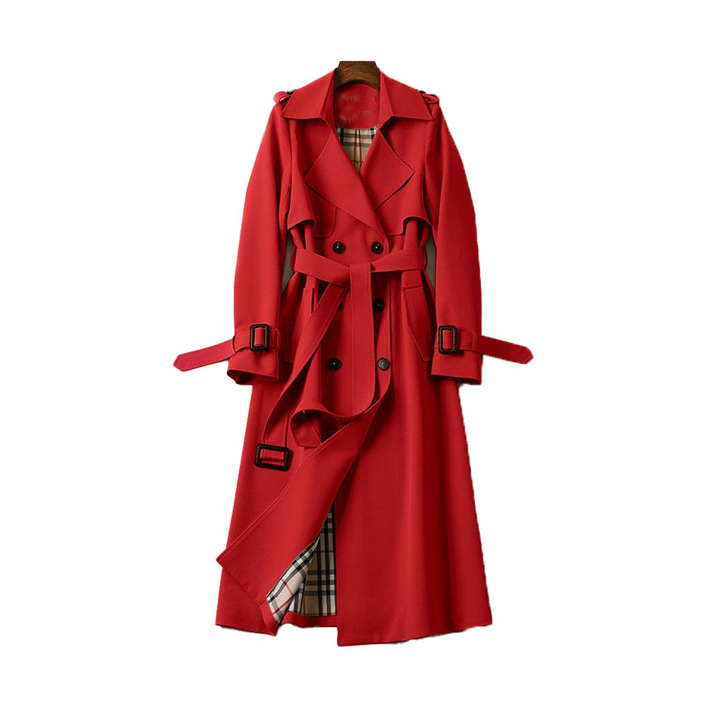 Vista trasera del abrigo Aurora con cinturón anudado