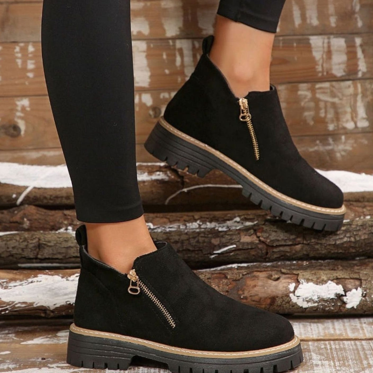 Botines Valera con falda midi para look casual